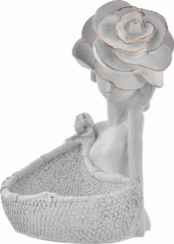 Decorative White Lady with Basket Statue for Home Decor Showpiece Figurine - Image 4