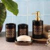 Intricate Ceramic Bathroom Accessories Set Ceramic - 4 Pieces Bathroom Accessories Set Soap Dispenser, Toothbrush Holder, Tumbler, Soap Dish, The Best Gifting Choice