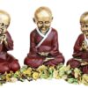 Set of 3 Buddha Monk Showpiece with Fragrance Petals