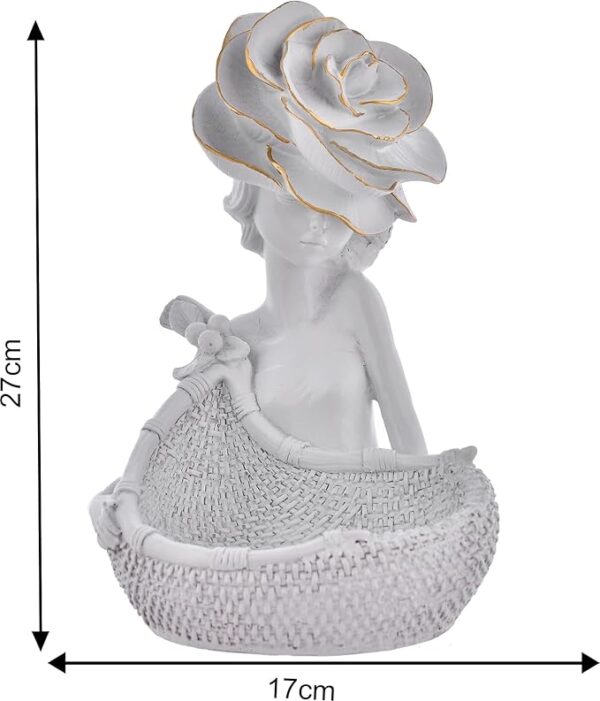 Decorative White Lady with Basket Statue for Home Decor Showpiece Figurine - Image 2