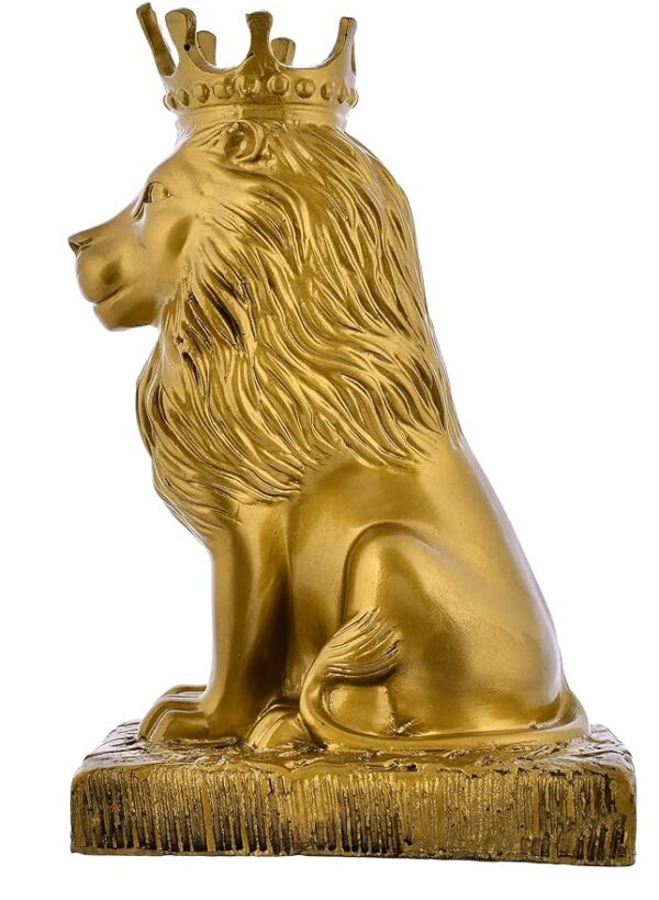 Majestic Lion Statue with Crown - Image 3