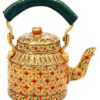 Handpainted Traditional Aluminum Colorful Decorative Tea Kettle – 8.5 x 8.25 x 5.5 Inches