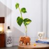 Elephant-Shaped Wooden Stand with Glass Test Tube – Unique Indoor/Outdoor Decorative Vase for Table, Office, and Home Décor