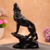 Handcrafted Black Wolf Sculpture