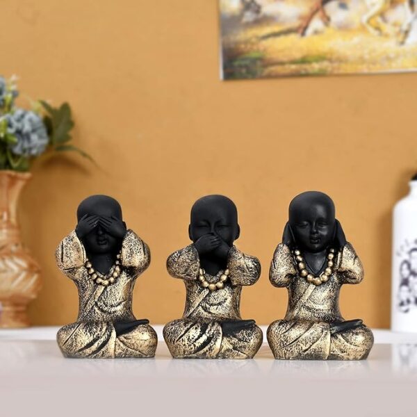 Handcrafted Set of 3 Baby Monk Figurines