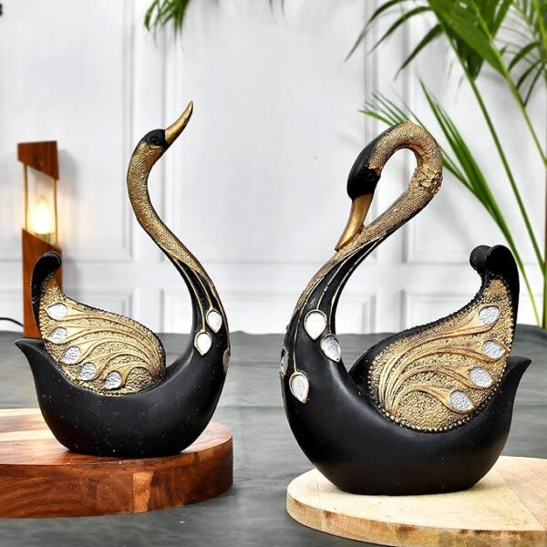 Elegant Swan Pair Sculpture - Large Decorative Figurine