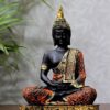 Orange & Gold Sitting Buddha Statue - Elegant Home Décor Showpiece for Living Room & Perfect Gift