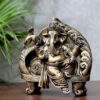 Handpainted Blessing Lord Ganesha with Peacock Decoraive Showpiece Figurine