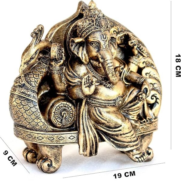 Handpainted Blessing Lord Ganesha with Peacock Decoraive Showpiece Figurine - Image 2