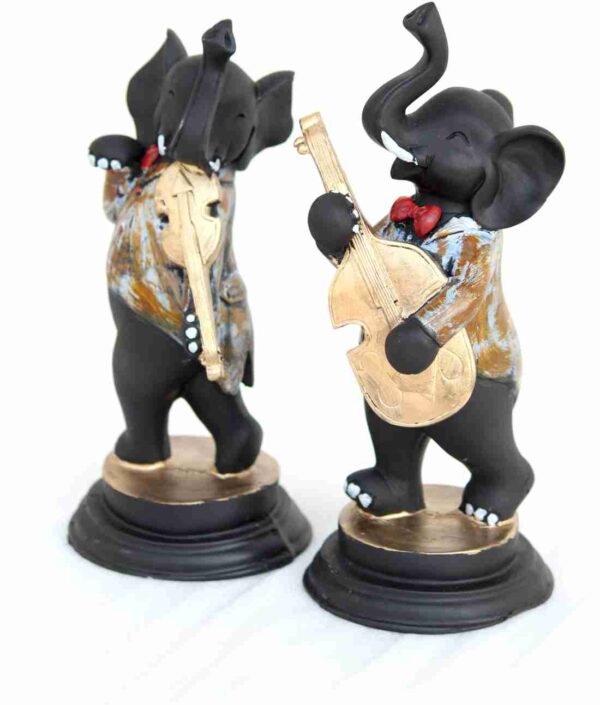 Handcrafted Set of 2 Dancing Ganesha with Musical Instrument - Image 3