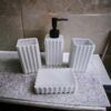 Premium Bathroom Accessories Set Ceramic - Including 4 Piece Stripes Design Bathroom Accessories Set Soap Dispenser, Toothbrush Holder, Tumbler, Soap Dish, The Best Gifting Choice [White] - Image 5