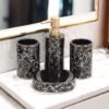 Ceramic Bathroom Accessories Set Ceramic - 4 Pieces Bathroom Accessories Set Soap Dispenser, Toothbrush Holder, Tumbler, Soap Dish, The Best Gifting Choice (Black)