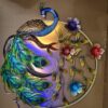 Handcrafted LED Peacock Metal Wall Art with Floral Design – Vibrant Multicolor Home Decor for Living Room, Bedroom, or Office