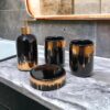 Ceramic Bathroom Accessories Set Ceramic - 4 Pieces Bathroom Accessories Set Soap Dispenser, Toothbrush Holder, Tumbler, Soap Dish, The Best Gifting Choice (Black)