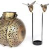 Antique Gold Metal Tea Light Holder with Bird Stand - Decorative Lantern Candle Holder for Home Decor, Gift, and Showpiece - Netted Style, 1 Piece - Image 4
