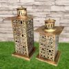 Iron Lantern & Candle Tealight Holder Set for Home Decor - Elegant Candle Holders for Living Room, Bedroom, and Office